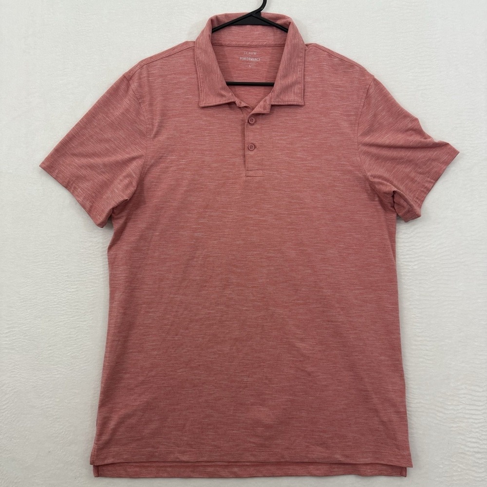 J Crew Polo Shirt Men's Large Red Heather Performance Stretch Golf Preppy Jersey